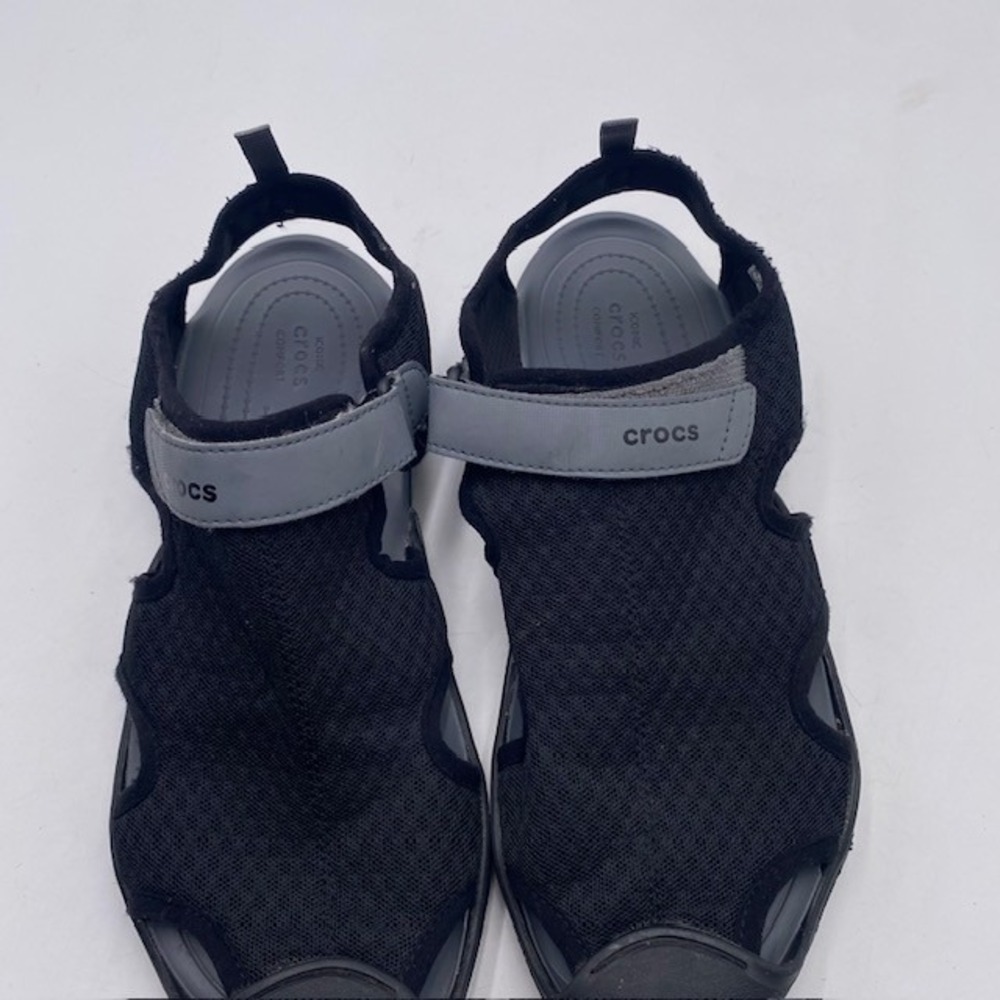 Crocs Swiftwater Mesh Sandal Women 10 Black Charcoal Sport Water Shoe Adjustable - Picture 5 of 12